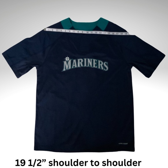 Majestic Coolbase Seattle Mariners Baseball Pullover Snap Neck Large Navy Jersey - Picture 10 of 16